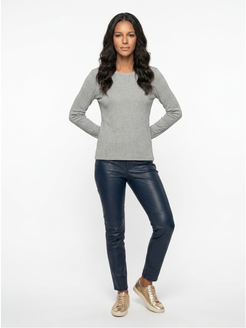 NWT Madewell Heather Gray Ribbed Long-Sleeve Women’s Top Tee Cotton Blend Sz XL